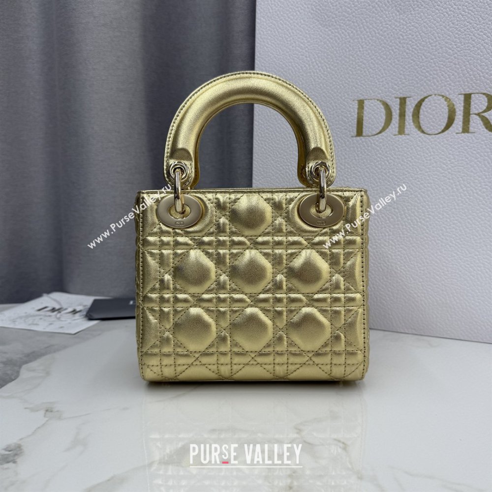 Dior Classic Mini Lady Dior Bag in Cannage Lambskin Aged Gold 2026 M0505 0409 (BF-260409034)