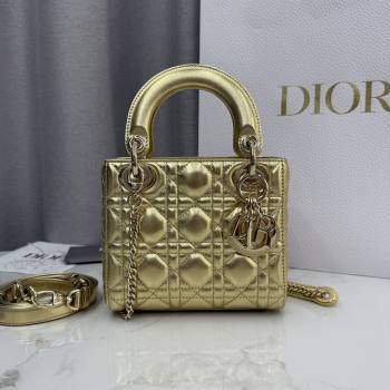 Dior Classic Mini Lady Dior Bag in Cannage Lambskin Aged Gold 2026 M0505 0409 (BF-260409034)