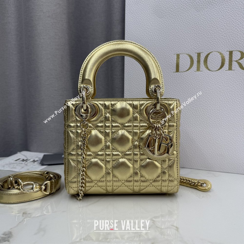 Dior Classic Mini Lady Dior Bag in Cannage Lambskin Aged Gold 2026 M0505 0409 (BF-260409034)