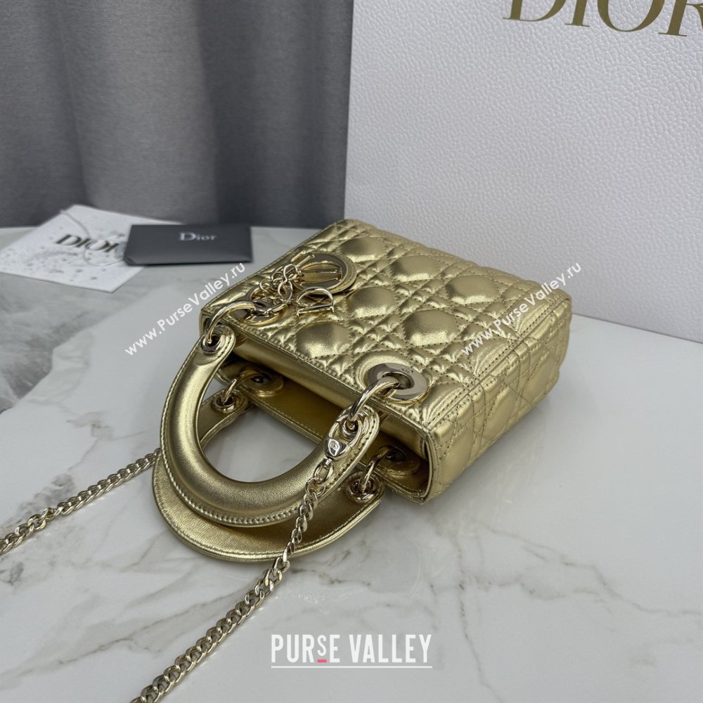 Dior Classic Mini Lady Dior Bag in Cannage Lambskin Aged Gold 2026 M0505 0409 (BF-260409034)