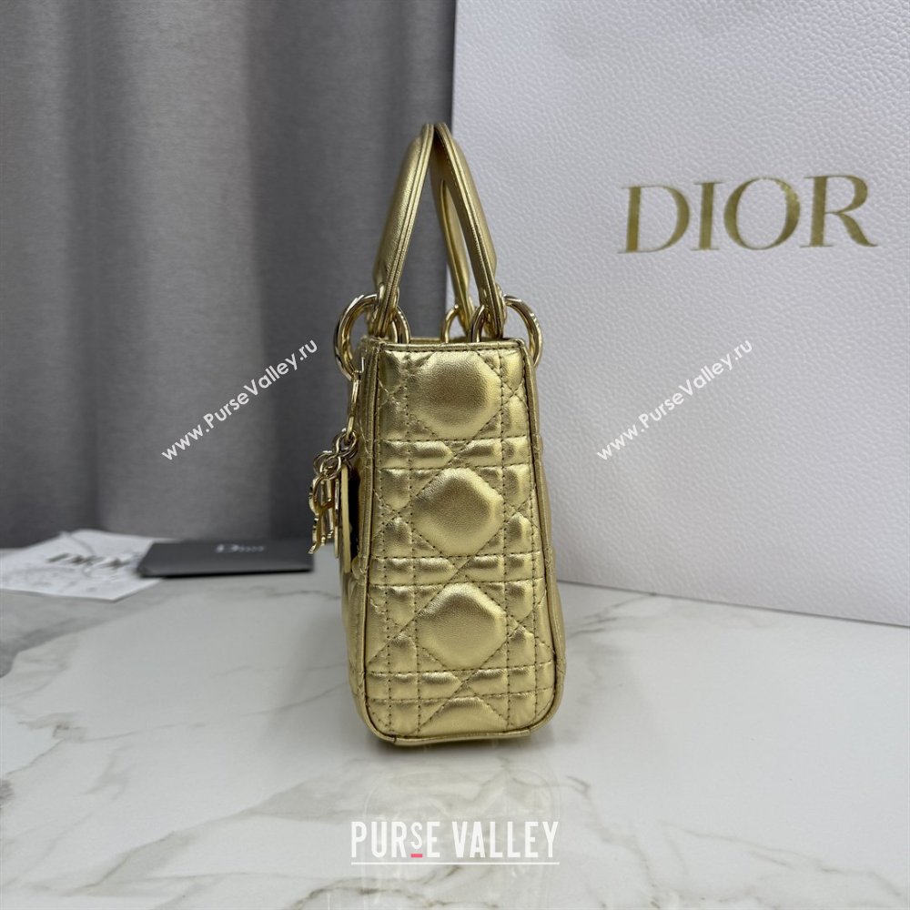 Dior Classic Mini Lady Dior Bag in Cannage Lambskin Aged Gold 2026 M0505 0409 (BF-260409034)