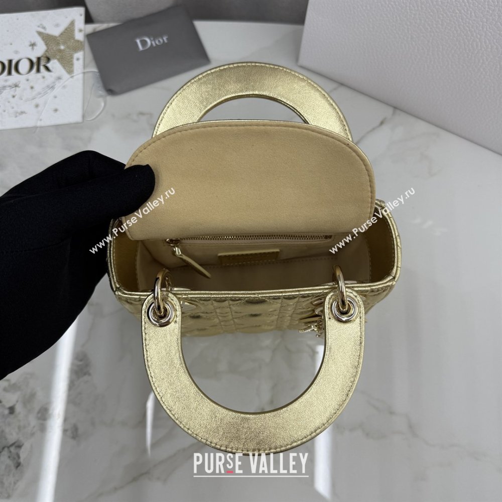 Dior Classic Mini Lady Dior Bag in Cannage Lambskin Aged Gold 2026 M0505 0409 (BF-260409034)