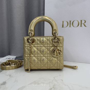 Dior Classic Mini Lady Dior Bag in Cannage Lambskin Iridescent Gold 2026 M0505 0409 (BF-260409035)