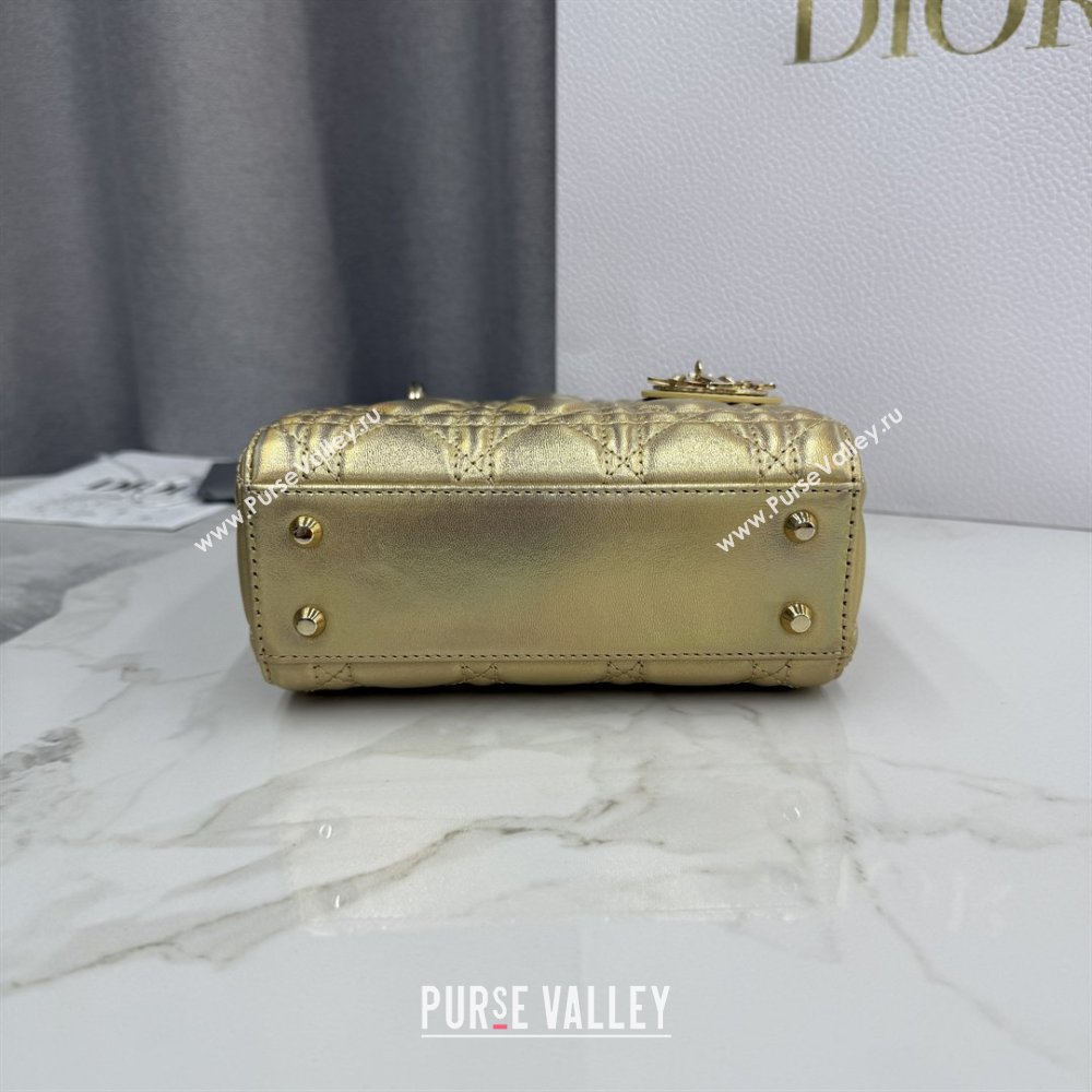 Dior Classic Mini Lady Dior Bag in Cannage Lambskin Iridescent Gold 2026 M0505 0409 (BF-260409035)