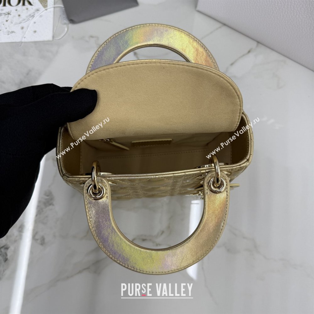 Dior Classic Mini Lady Dior Bag in Cannage Lambskin Iridescent Gold 2026 M0505 0409 (BF-260409035)