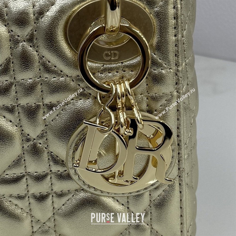 Dior Classic Mini Lady Dior Bag in Cannage Lambskin Light Gold 2026 M0505 0409 (BF-260409036)