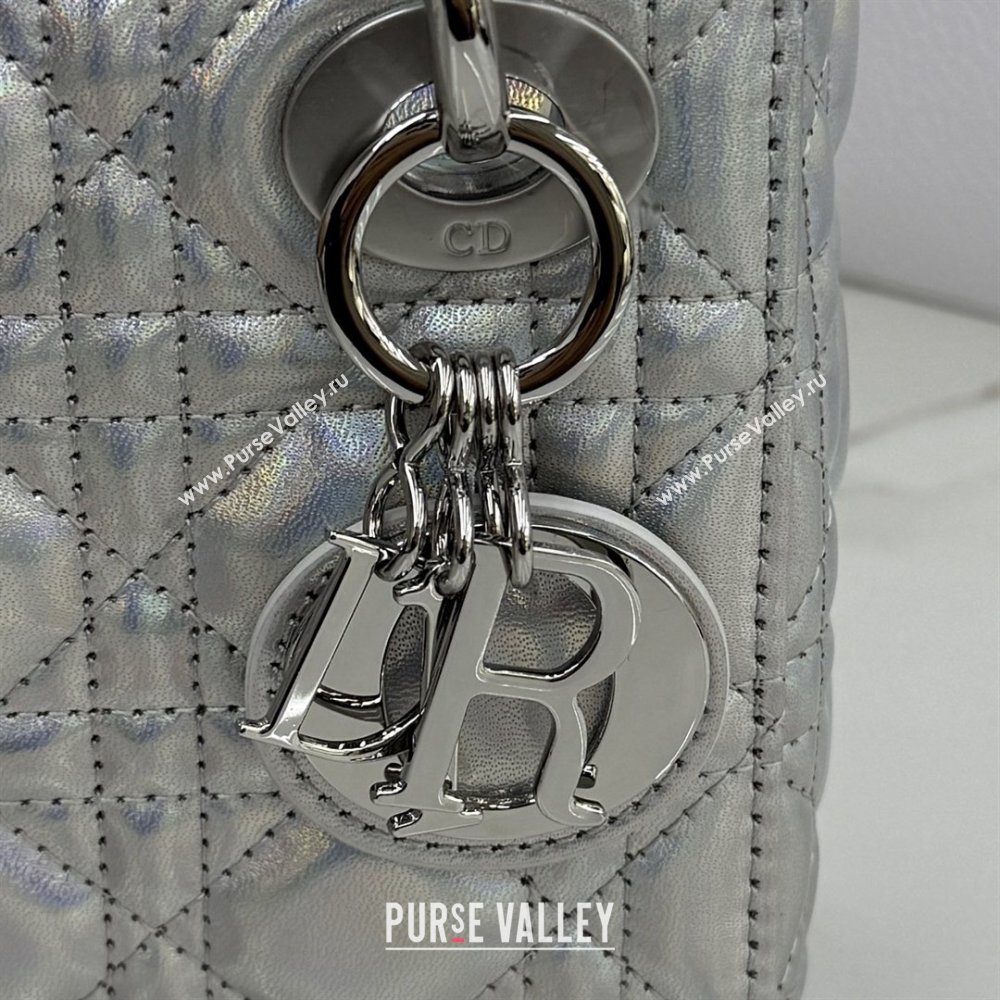 Dior Classic Mini Lady Dior Bag in Cannage Lambskin Iridescent Silver 2026 M0505 0409 (BF-260409014)