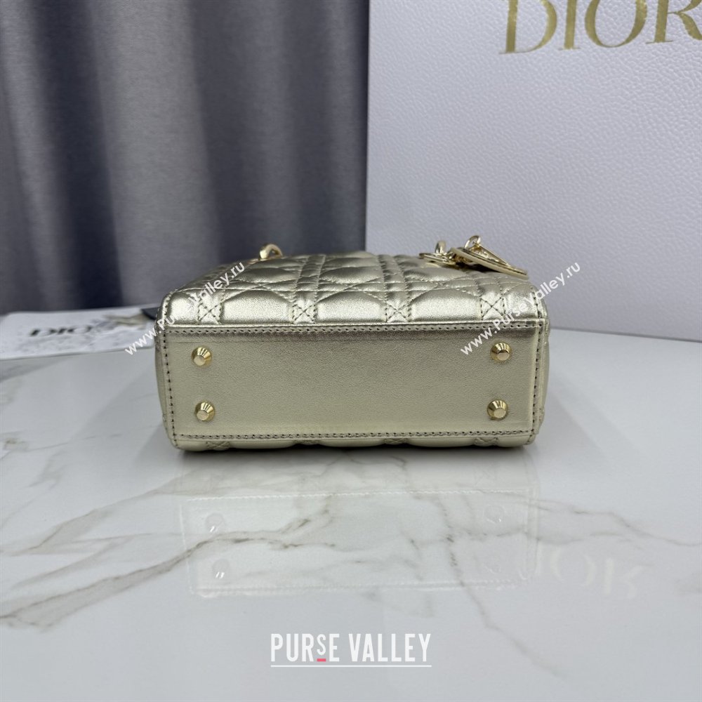 Dior Classic Mini Lady Dior Bag in Cannage Lambskin Light Gold 2026 M0505 0409 (BF-260409036)