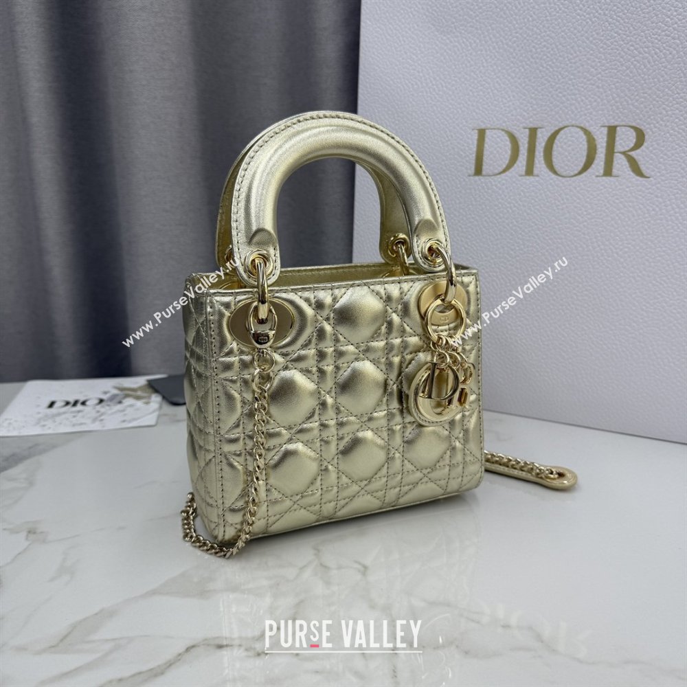 Dior Classic Mini Lady Dior Bag in Cannage Lambskin Light Gold 2026 M0505 0409 (BF-260409036)
