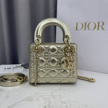 Dior Classic Mini Lady Dior Bag in Cannage Lambskin Light Gold 2026 M0505 0409 (BF-260409036)