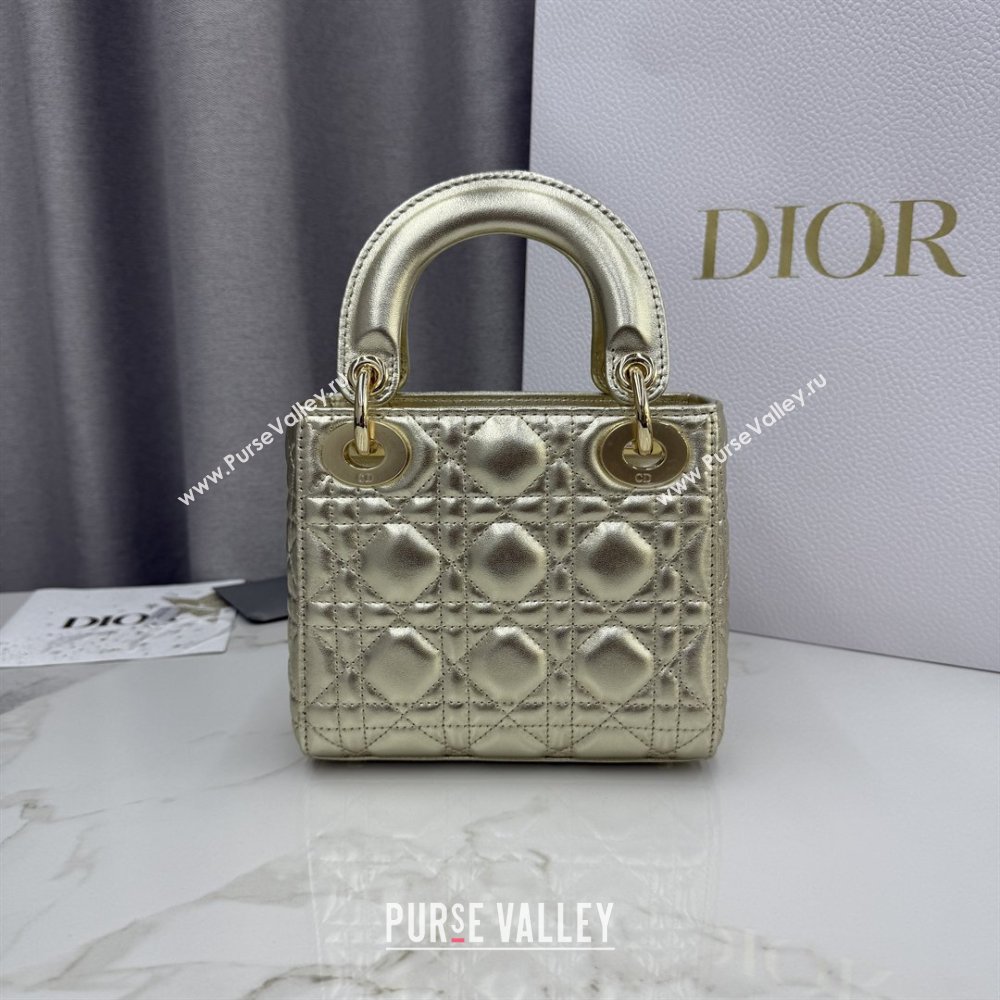 Dior Classic Mini Lady Dior Bag in Cannage Lambskin Light Gold 2026 M0505 0409 (BF-260409036)