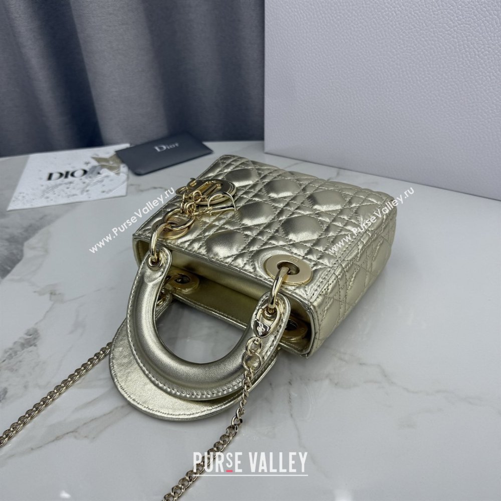 Dior Classic Mini Lady Dior Bag in Cannage Lambskin Light Gold 2026 M0505 0409 (BF-260409036)