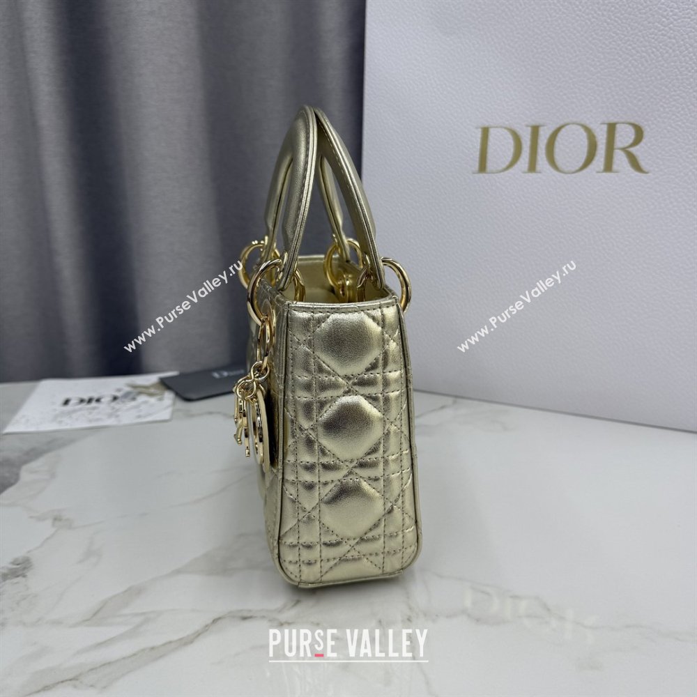 Dior Classic Mini Lady Dior Bag in Cannage Lambskin Light Gold 2026 M0505 0409 (BF-260409036)