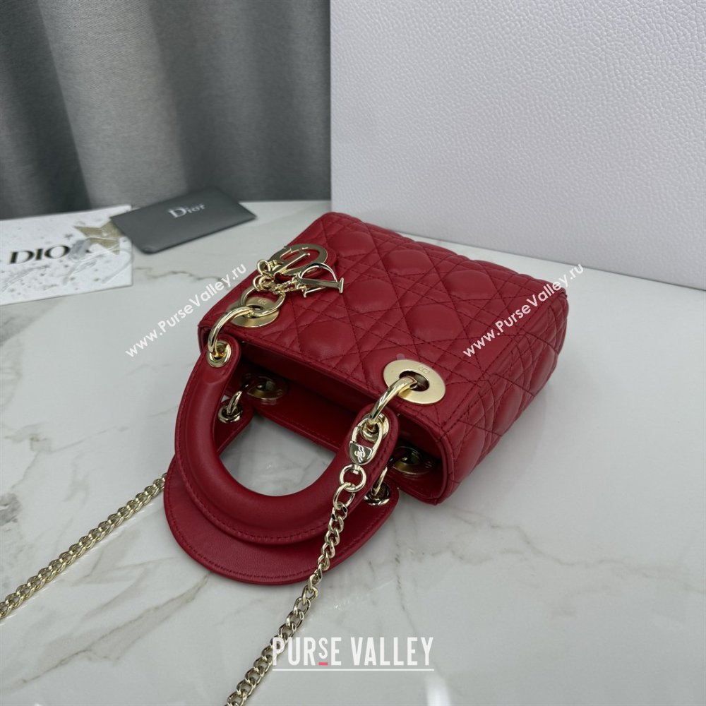 Dior Classic Mini Lady Dior Bag in Cannage Lambskin Red 2026 M0505 0409 (BF-260409037)
