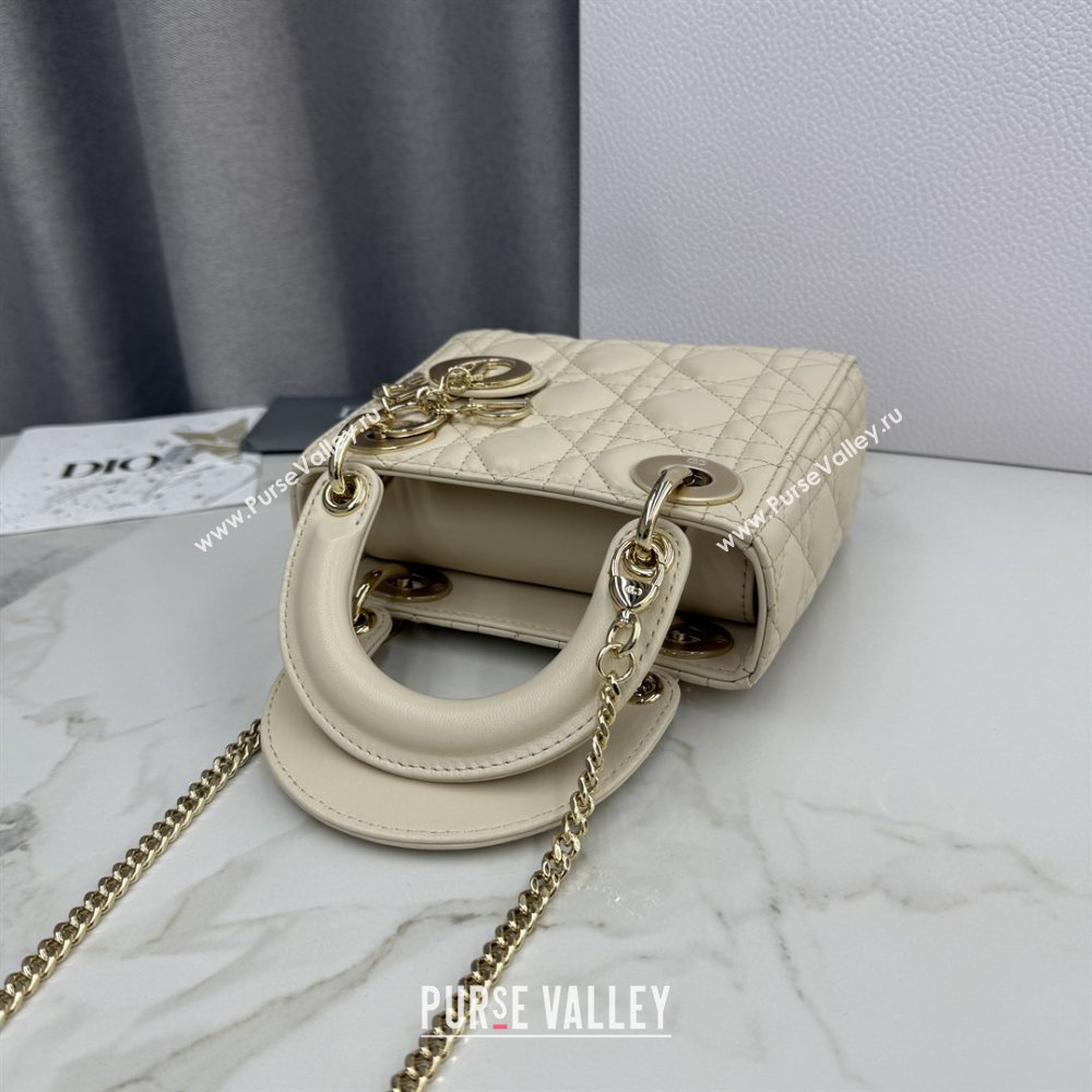 Dior Classic Mini Lady Dior Bag in Cannage Lambskin Pale Yellow 2026 M0505 0409 (BF-260409016)
