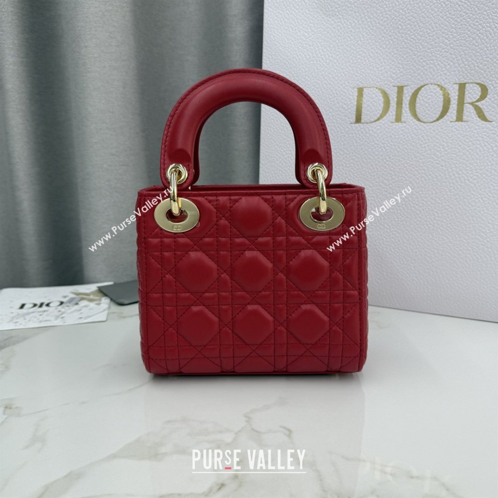 Dior Classic Mini Lady Dior Bag in Cannage Lambskin Red 2026 M0505 0409 (BF-260409037)