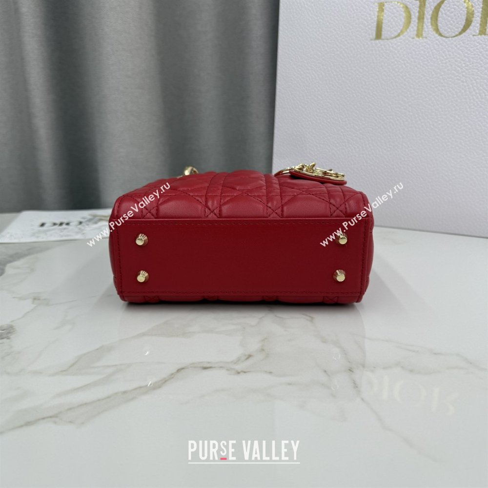 Dior Classic Mini Lady Dior Bag in Cannage Lambskin Red 2026 M0505 0409 (BF-260409037)