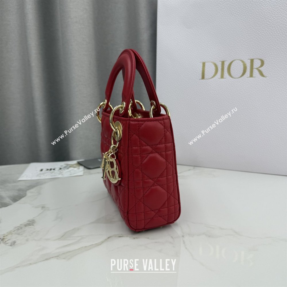Dior Classic Mini Lady Dior Bag in Cannage Lambskin Red 2026 M0505 0409 (BF-260409037)