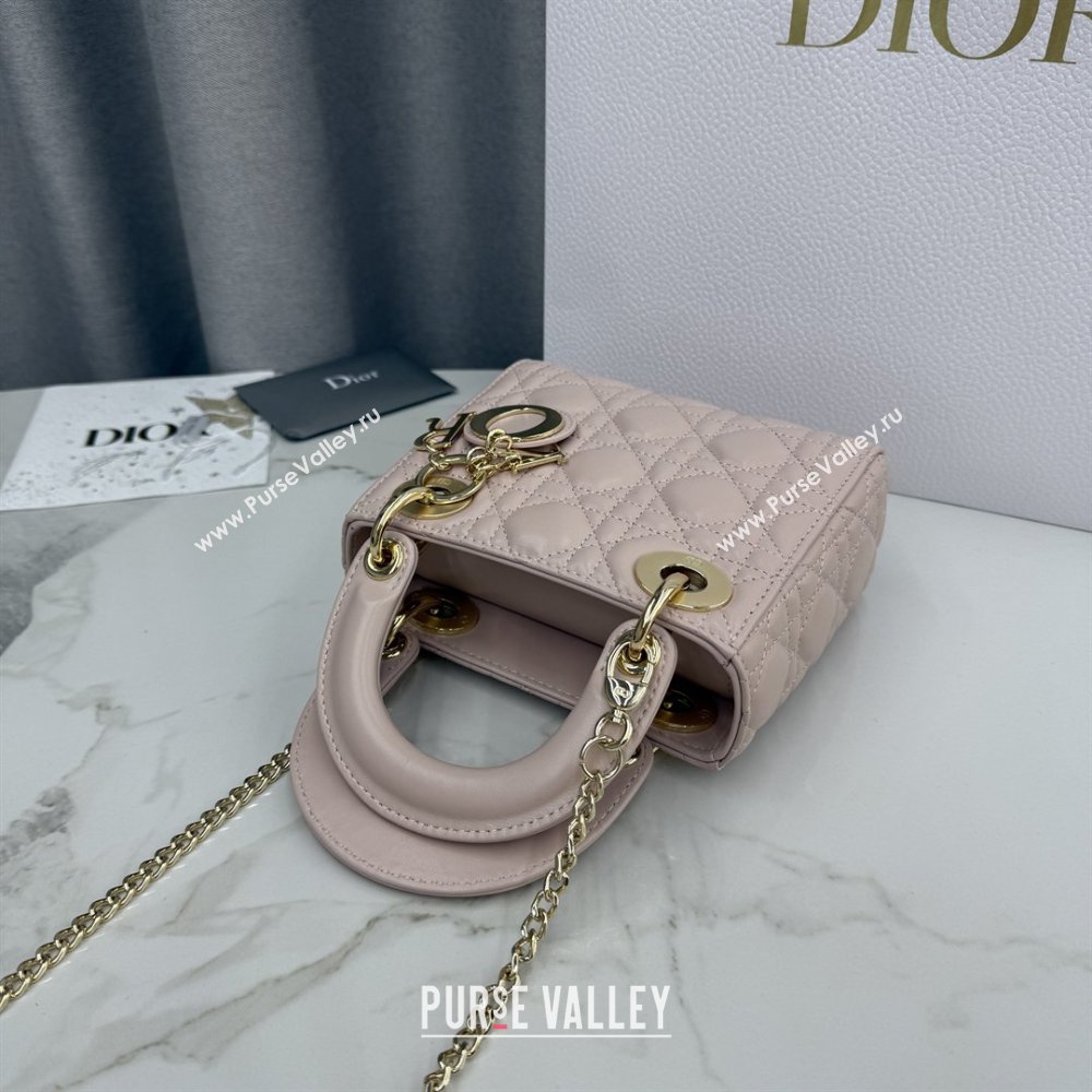 Dior Classic Mini Lady Dior Bag in Cannage Lambskin Blush Pink 2026 M0505 0409 (BF-260409038)
