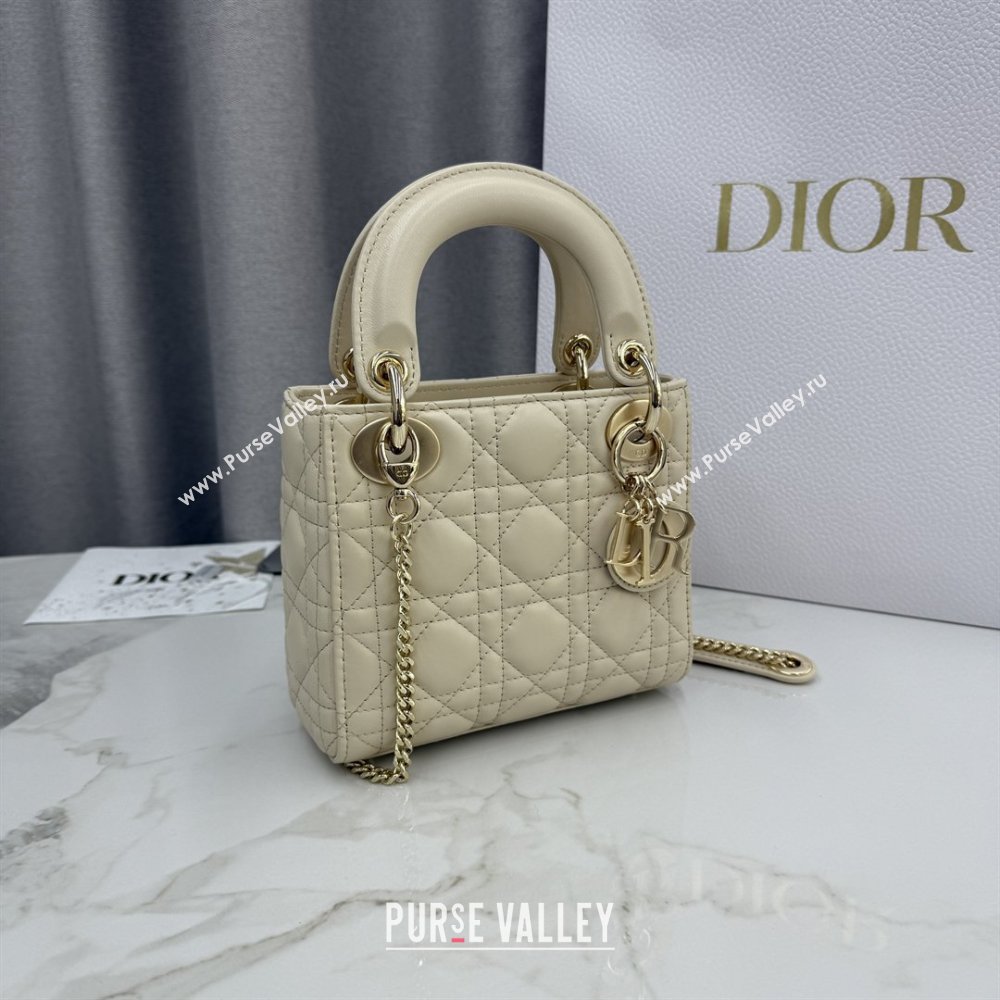 Dior Classic Mini Lady Dior Bag in Cannage Lambskin Pale Yellow 2026 M0505 0409 (BF-260409016)