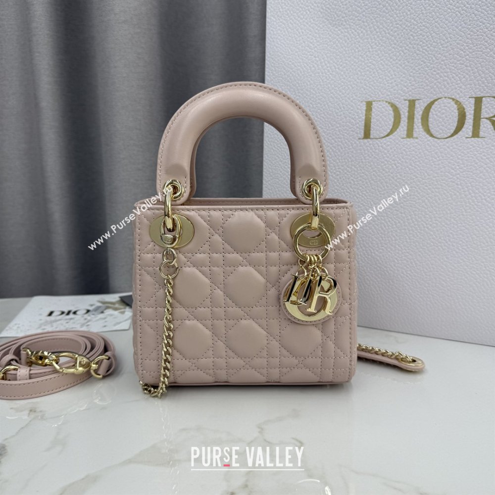 Dior Classic Mini Lady Dior Bag in Cannage Lambskin Blush Pink 2026 M0505 0409 (BF-260409038)