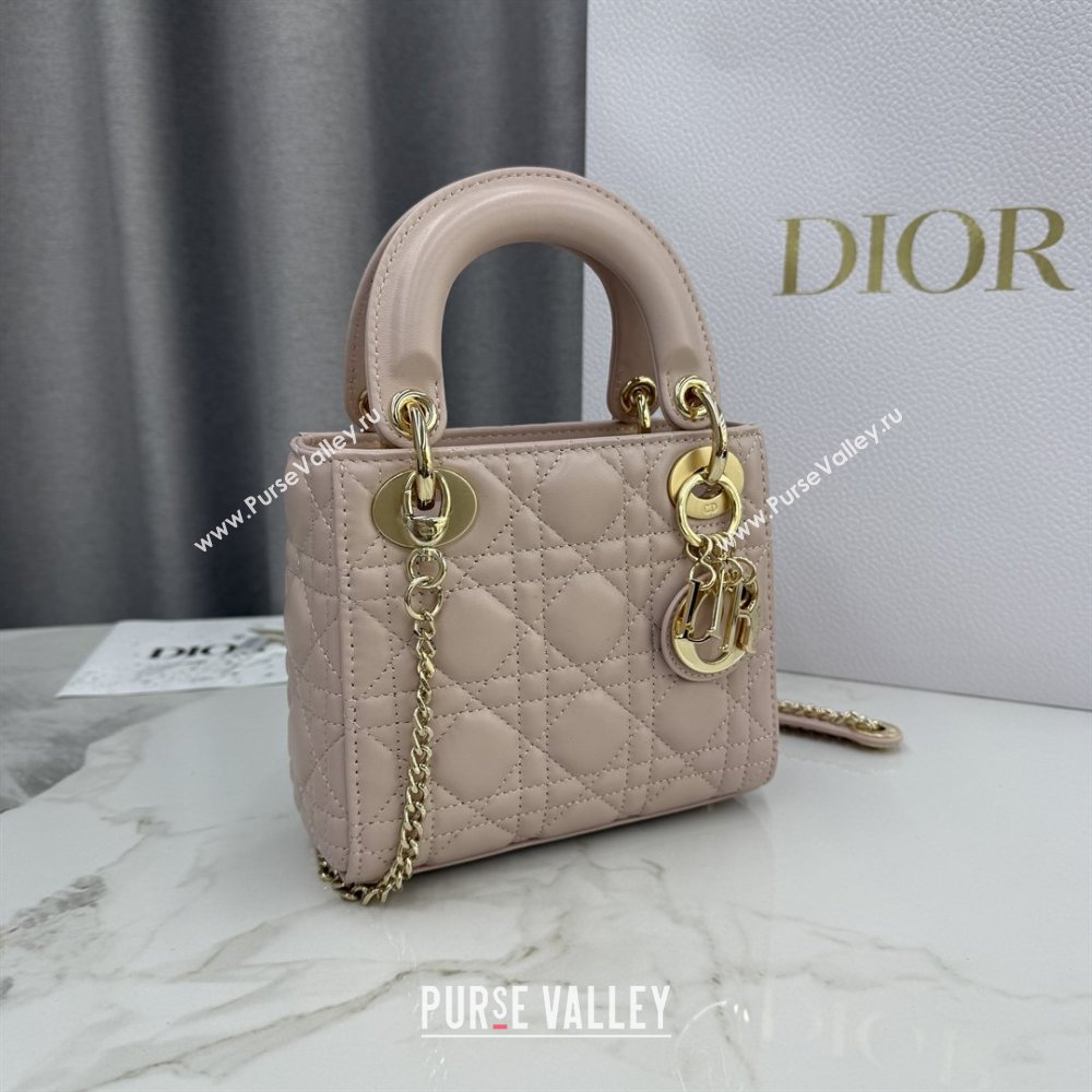 Dior Classic Mini Lady Dior Bag in Cannage Lambskin Blush Pink 2026 M0505 0409 (BF-260409038)