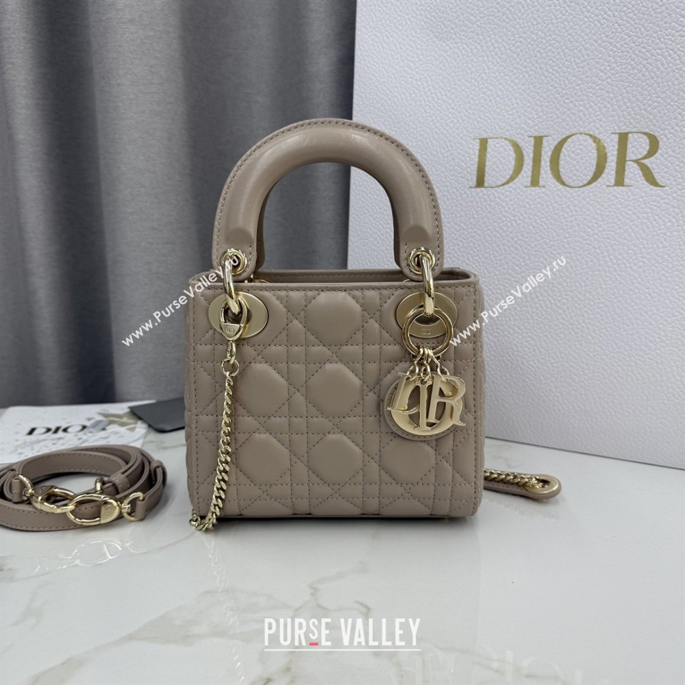 Dior Classic Mini Lady Dior Bag in Cannage Lambskin Blush Beige 2026 M0505 0409 (BF-260409039)