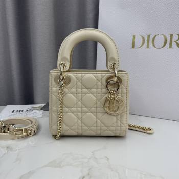 Dior Classic Mini Lady Dior Bag in Cannage Lambskin Pale Yellow 2026 M0505 0409 (BF-260409016)