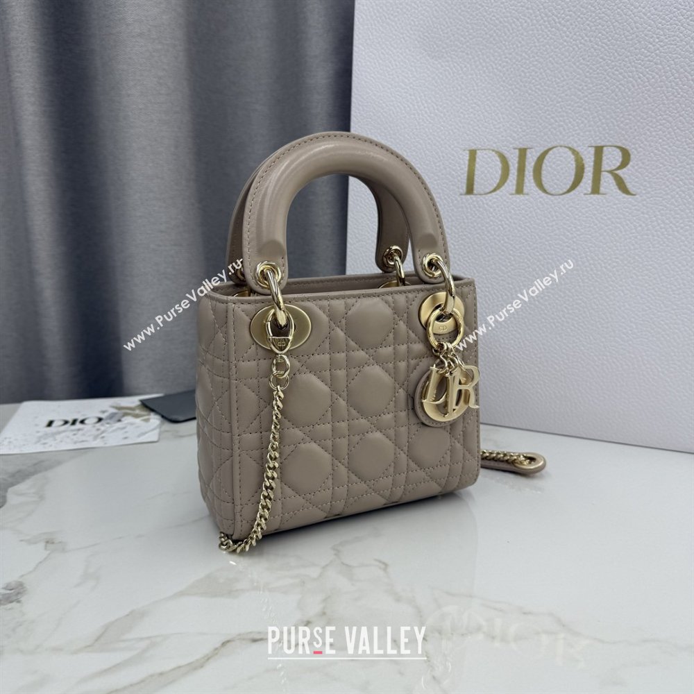Dior Classic Mini Lady Dior Bag in Cannage Lambskin Blush Beige 2026 M0505 0409 (BF-260409039)