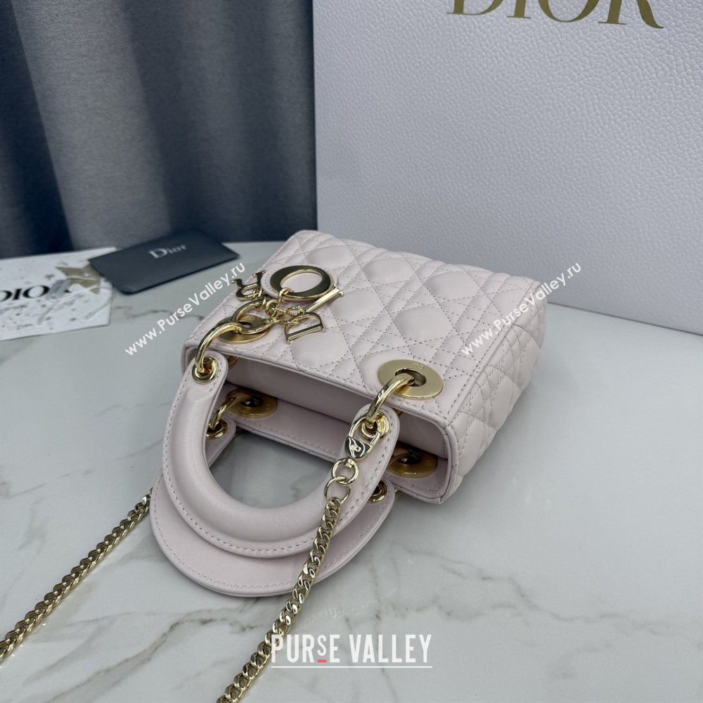 Dior Classic Mini Lady Dior Bag in Cannage Lambskin Sakura Pink 2026 M0505 0409 (BF-260409040)