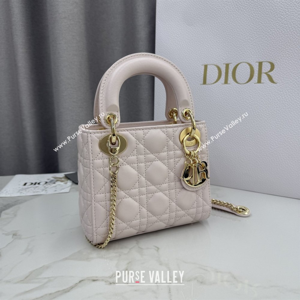 Dior Classic Mini Lady Dior Bag in Cannage Lambskin Sakura Pink 2026 M0505 0409 (BF-260409040)