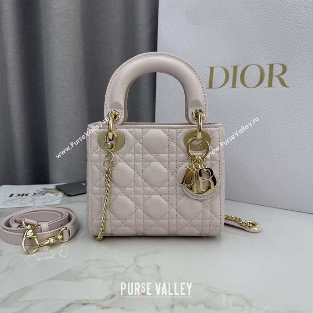 Dior Classic Mini Lady Dior Bag in Cannage Lambskin Sakura Pink 2026 M0505 0409 (BF-260409040)