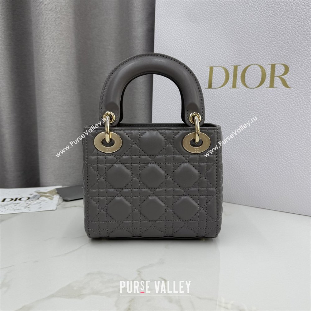 Dior Classic Mini Lady Dior Bag in Cannage Lambskin Elephant Grey 2026 M0505 0409 (BF-260409041)