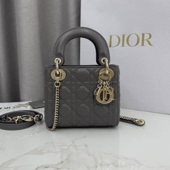 Dior Classic Mini Lady Dior Bag in Cannage Lambskin Elephant Grey 2026 M0505 0409 (BF-260409041)