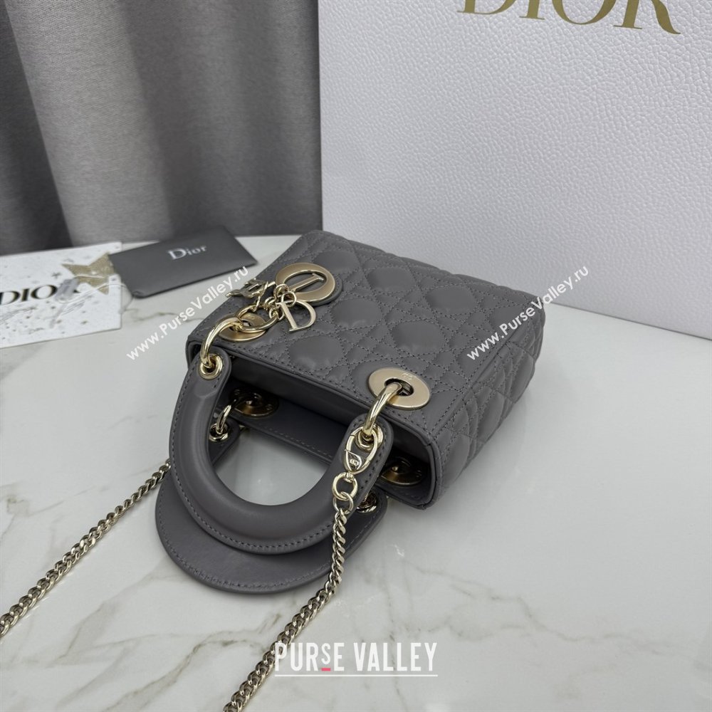 Dior Classic Mini Lady Dior Bag in Cannage Lambskin Elephant Grey 2026 M0505 0409 (BF-260409041)