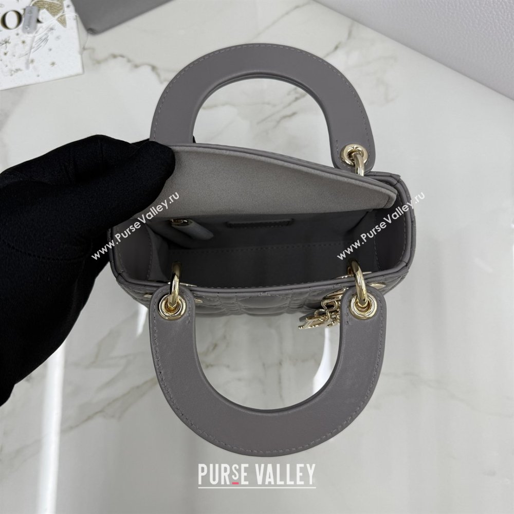 Dior Classic Mini Lady Dior Bag in Cannage Lambskin Elephant Grey 2026 M0505 0409 (BF-260409041)