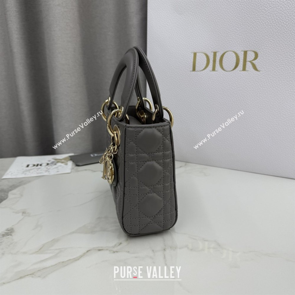 Dior Classic Mini Lady Dior Bag in Cannage Lambskin Elephant Grey 2026 M0505 0409 (BF-260409041)