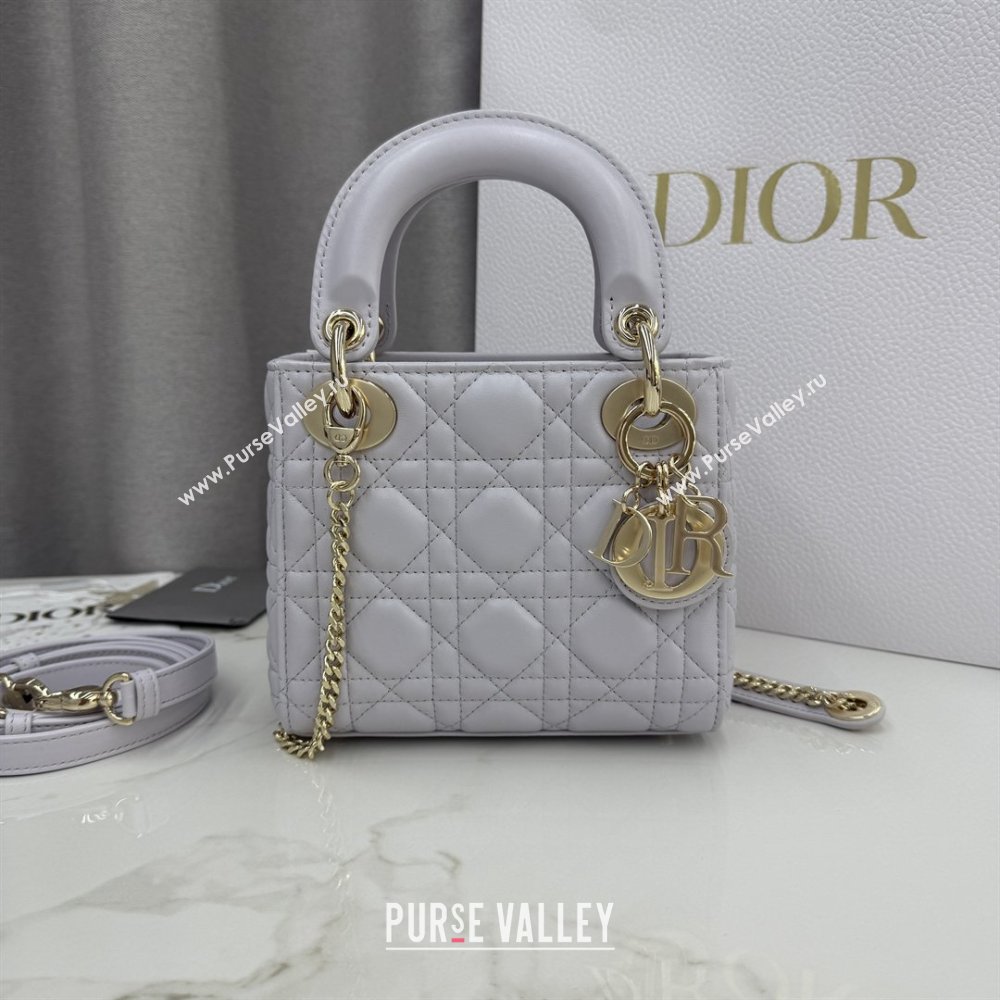 Dior Classic Mini Lady Dior Bag in Cannage Lambskin Dreamy Purple 2026 M0505 0409 (BF-260409042)