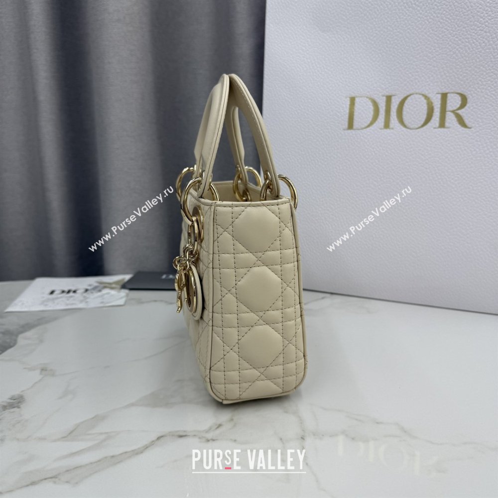 Dior Classic Mini Lady Dior Bag in Cannage Lambskin Pale Yellow 2026 M0505 0409 (BF-260409016)