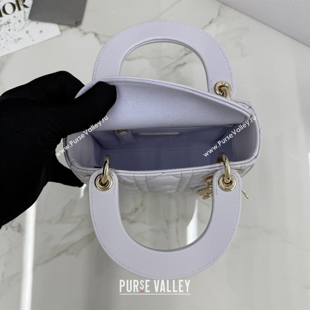 Dior Classic Mini Lady Dior Bag in Cannage Lambskin Dreamy Purple 2026 M0505 0409 (BF-260409042)
