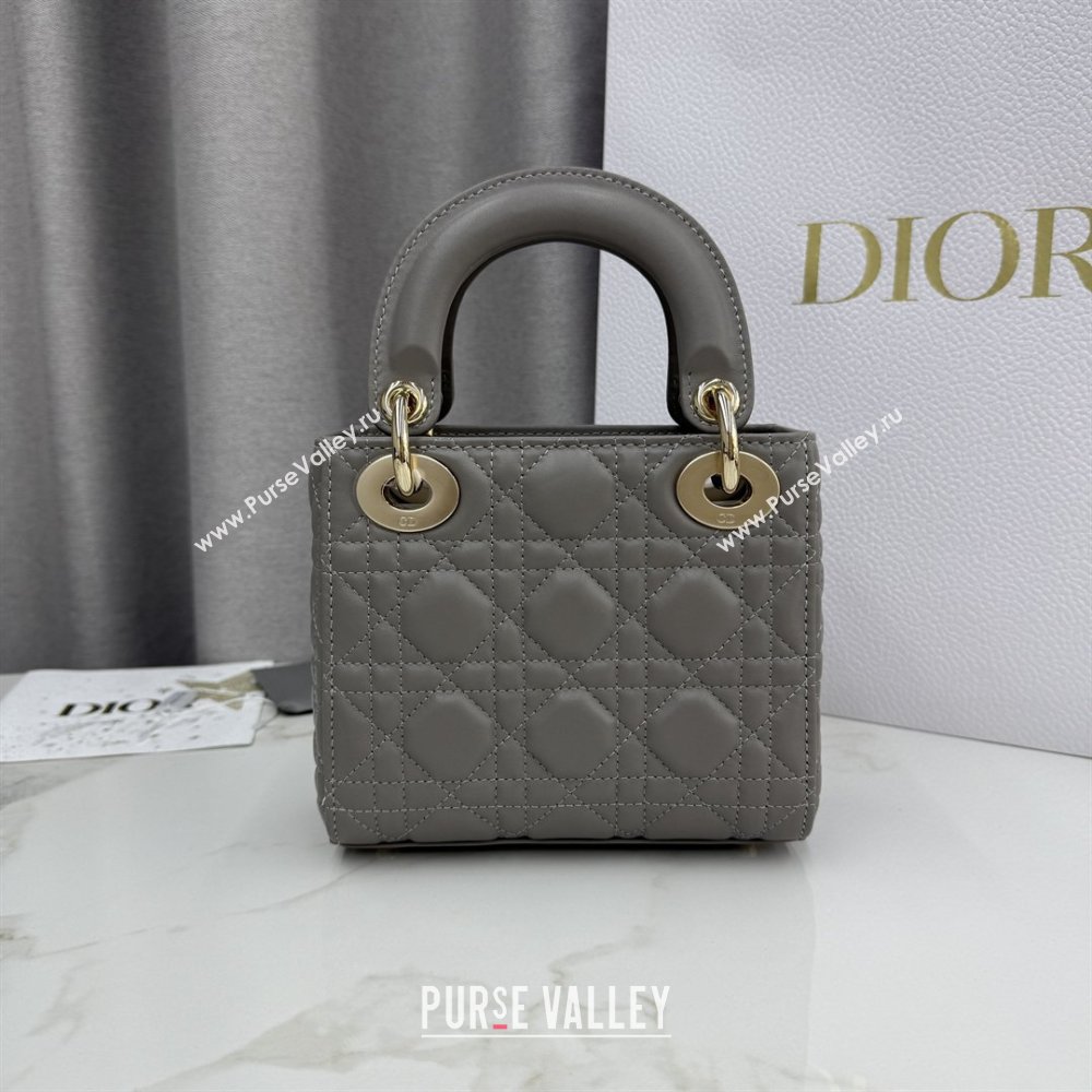 Dior Classic Mini Lady Dior Bag in Cannage Lambskin Taupe Grey 2026 M0505 0409 (BF-260409043)
