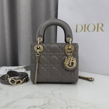Dior Classic Mini Lady Dior Bag in Cannage Lambskin Taupe Grey 2026 M0505 0409 (BF-260409043)