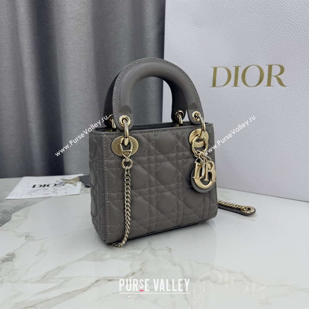 Dior Classic Mini Lady Dior Bag in Cannage Lambskin Taupe Grey 2026 M0505 0409 (BF-260409043)