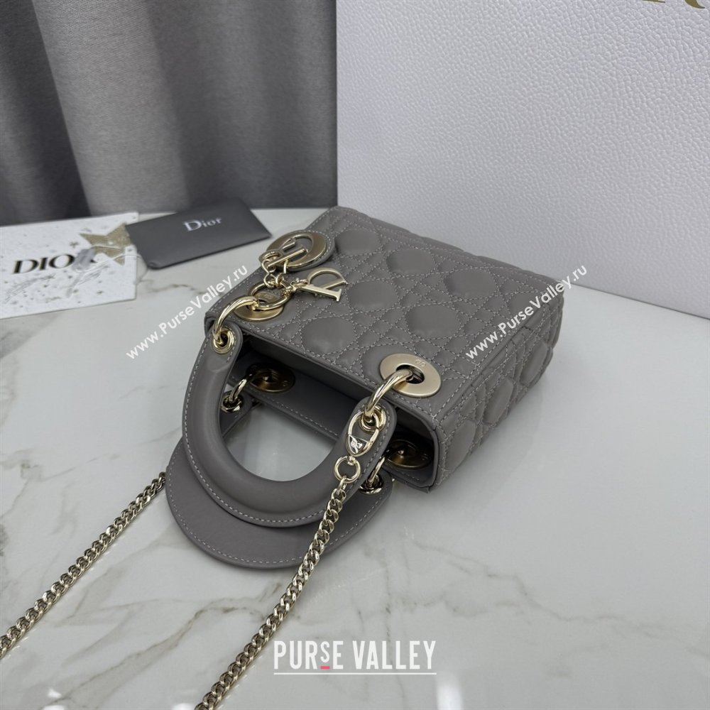 Dior Classic Mini Lady Dior Bag in Cannage Lambskin Taupe Grey 2026 M0505 0409 (BF-260409043)