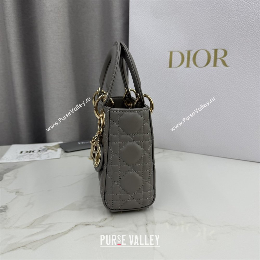 Dior Classic Mini Lady Dior Bag in Cannage Lambskin Taupe Grey 2026 M0505 0409 (BF-260409043)