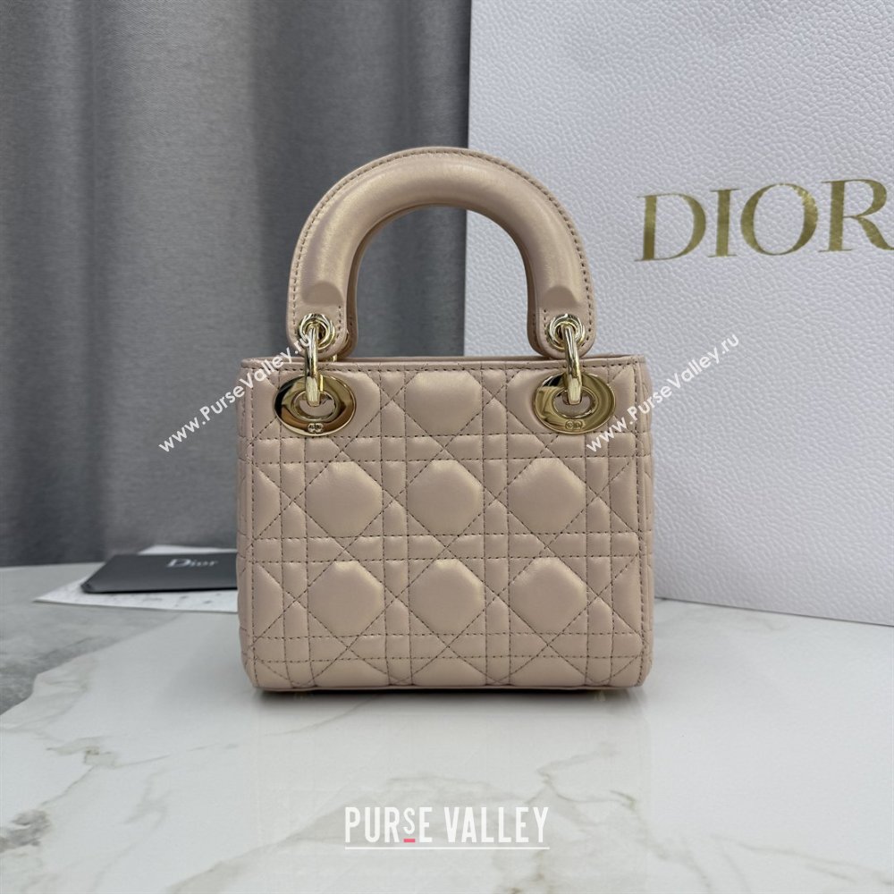 Dior Classic Mini Lady Dior Bag in Cannage Lambskin Iridescent Pink 2026 M0505 0409 (BF-260409044)