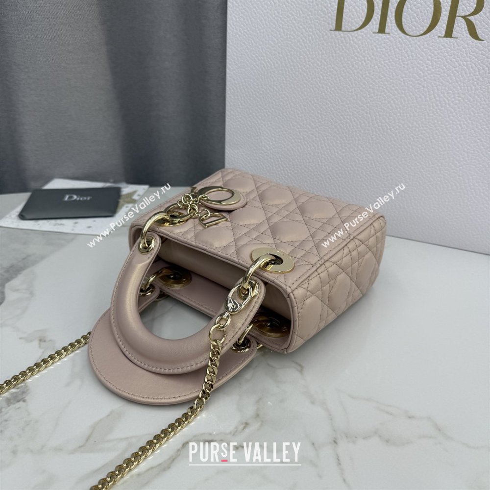 Dior Classic Mini Lady Dior Bag in Cannage Lambskin Iridescent Pink 2026 M0505 0409 (BF-260409044)