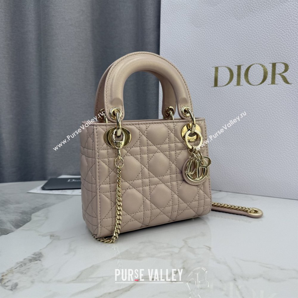 Dior Classic Mini Lady Dior Bag in Cannage Lambskin Iridescent Pink 2026 M0505 0409 (BF-260409044)