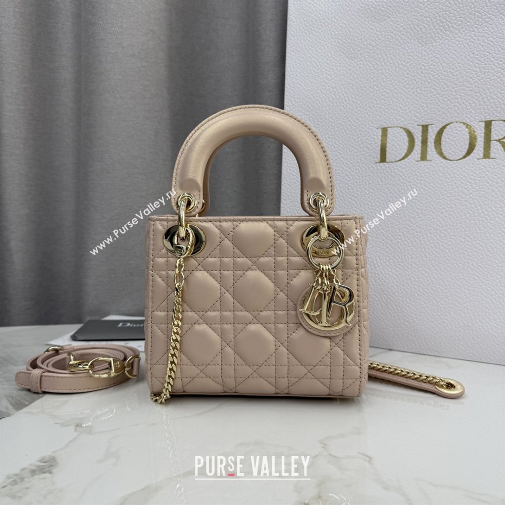 Dior Classic Mini Lady Dior Bag in Cannage Lambskin Iridescent Pink 2026 M0505 0409 (BF-260409044)