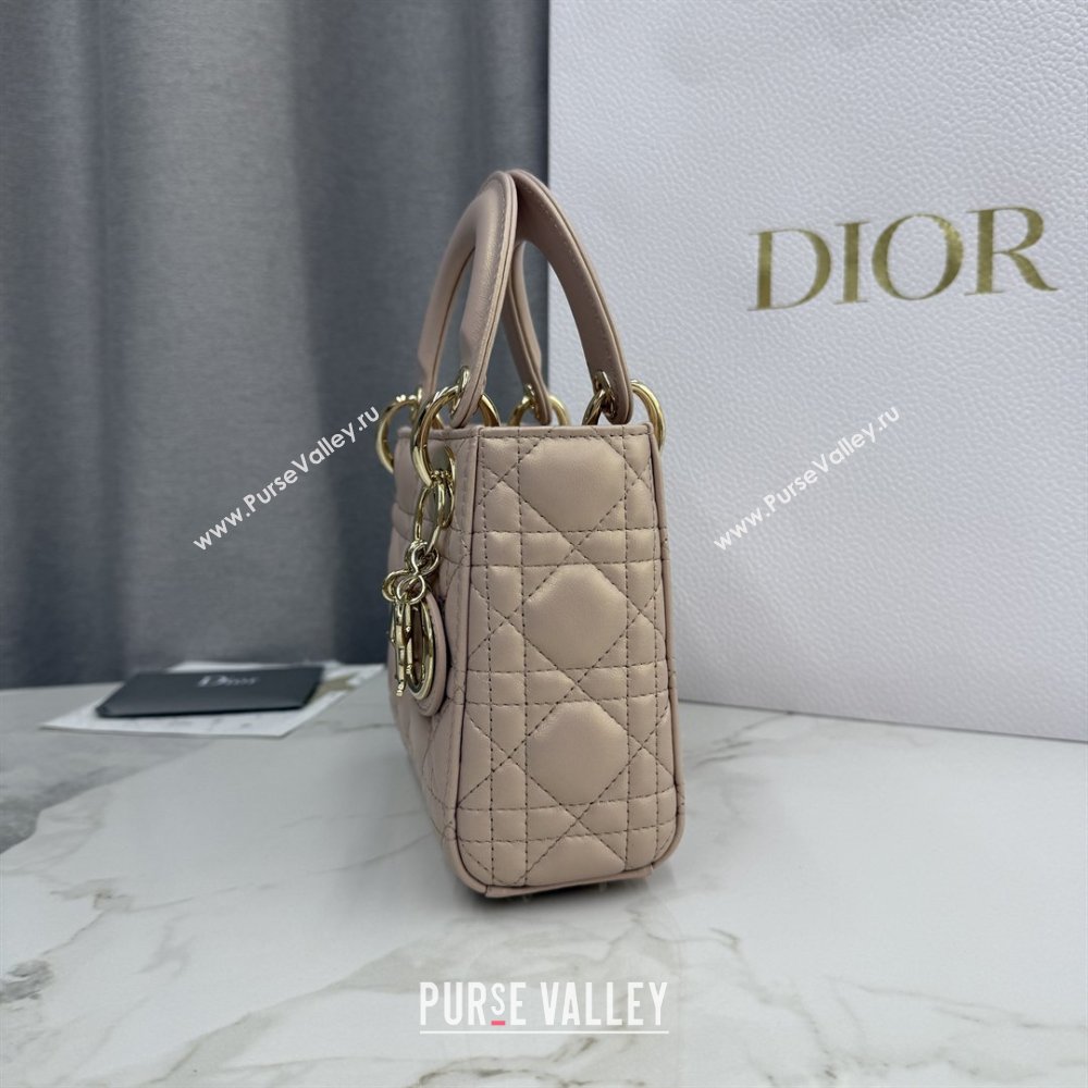 Dior Classic Mini Lady Dior Bag in Cannage Lambskin Iridescent Pink 2026 M0505 0409 (BF-260409044)